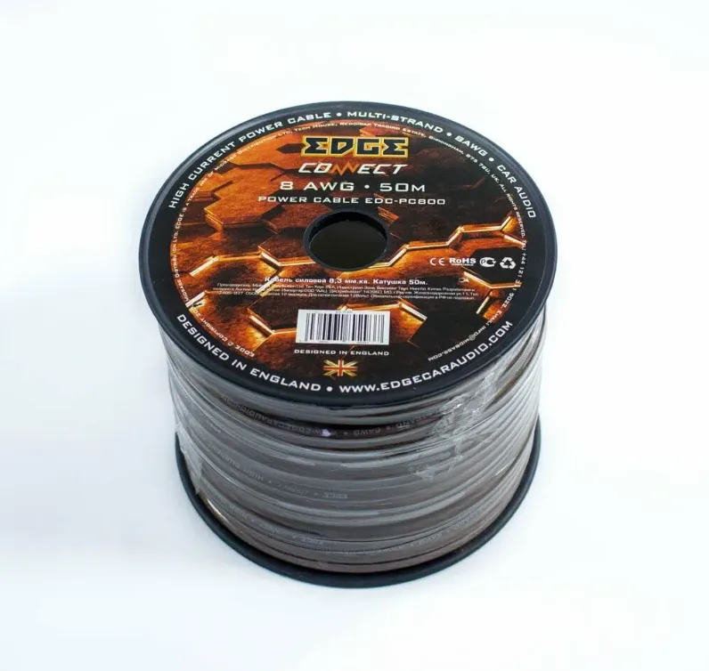 Силовой кабель EDGE EDC-PC888 8AWG White (1б-50м)(1м) - фото