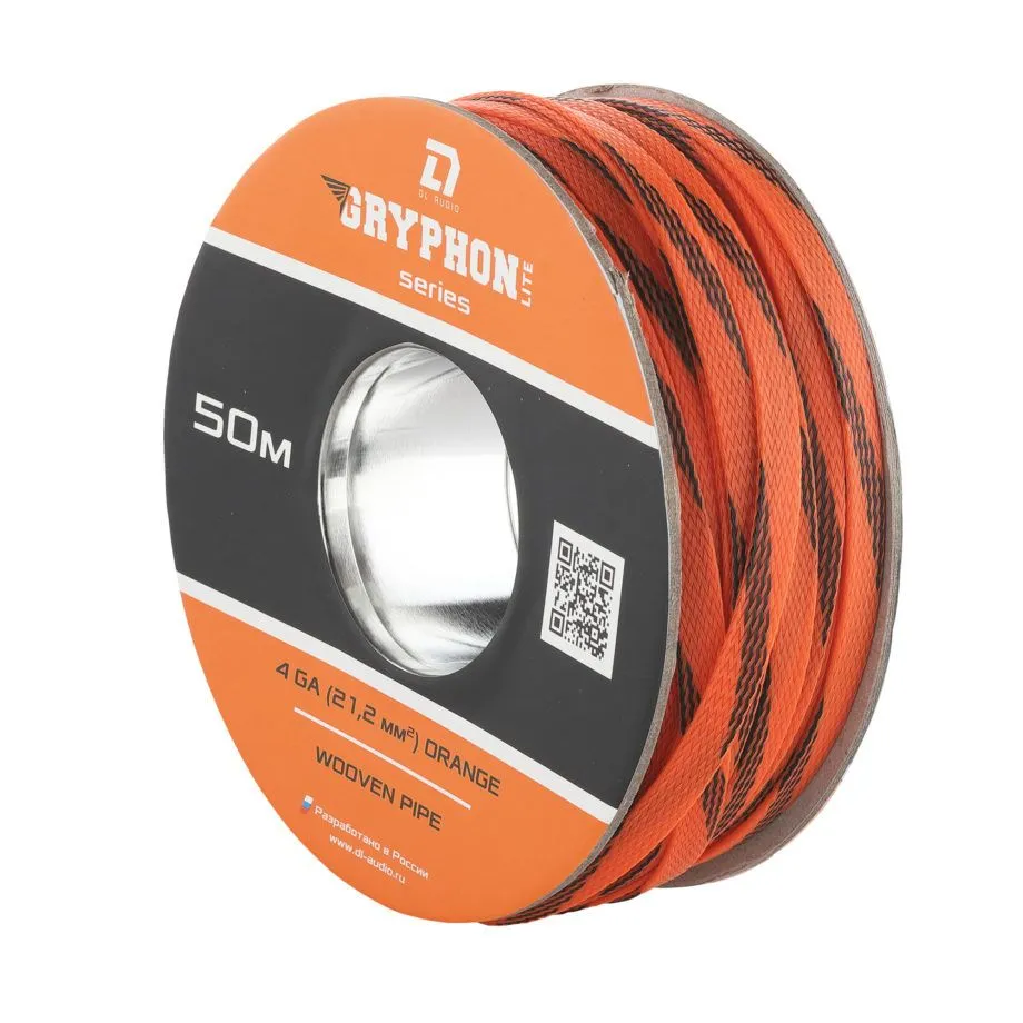 Защитная кабельная оплетка DL Audio Wooven pipe 4 Ga Orange (1б-50м) (1м) - фото