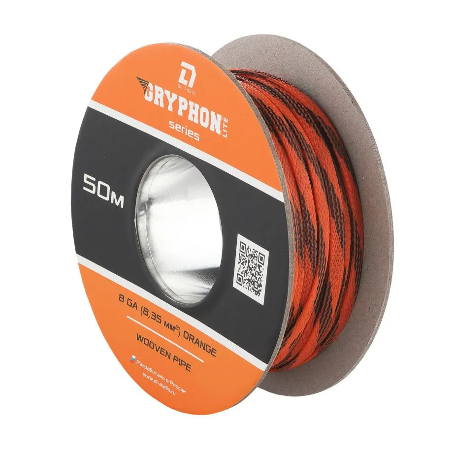 Защитная кабельная оплетка DL Audio Wooven pipe 8 Ga Orange (1б-50м) (1м) - фото
