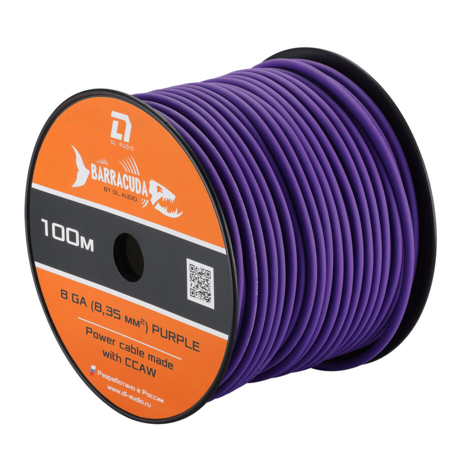 Силовой кабель DL Audio Barracuda Power Cable 8 Ga Purple (1б-100м) (1м) - фото