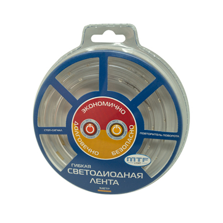 Светодиодная гибкая лента MTF 60LED, IP67, 3М,1м/12в.6Bт, подложка белая (цвет янтарный/красный) - фото
